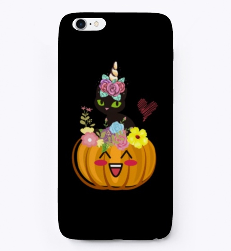Cute Halloween Pumpkin Unicorn Black Cat