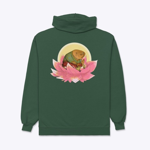 Buddha On Lotus Deep Forest T-Shirt Back