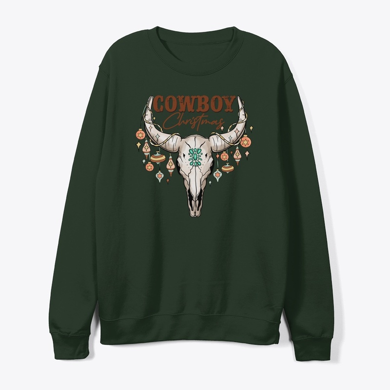 Cowboy Christmas Western Bull Skull