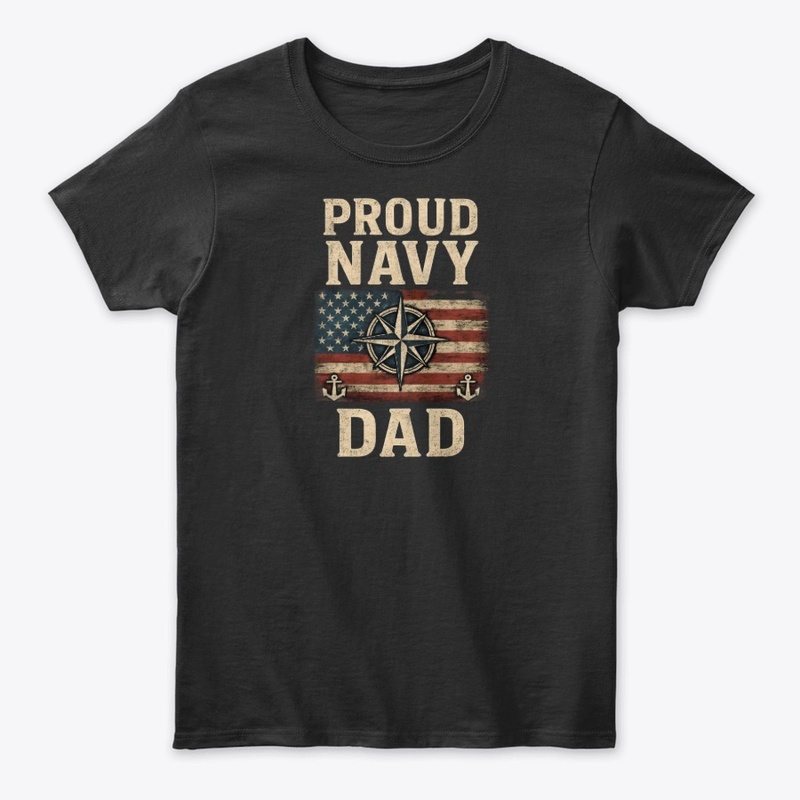 Proud Navy Dad Compass Flag Tee