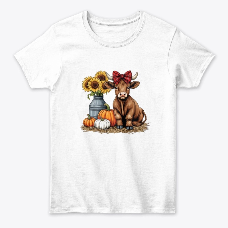 Cute Highland Cow & Pumpkins Fall 