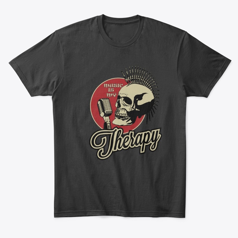 Rock music with therapy label t-shirts