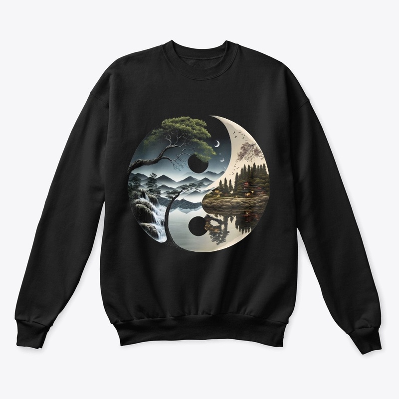 landscape forest waterfall yin yang