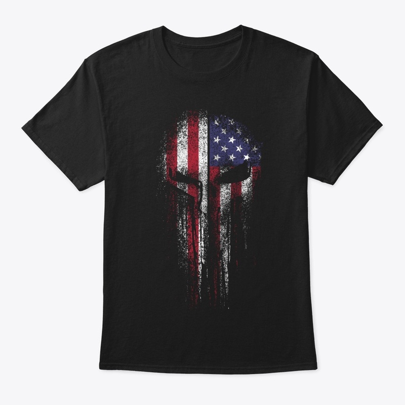 American Skull  Flag Patriotic Men's 