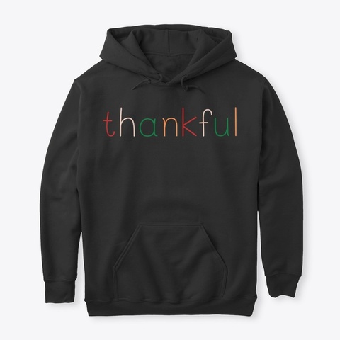 Thankful Fall Saying Long Sleeve T Shirt Black T-Shirt Front