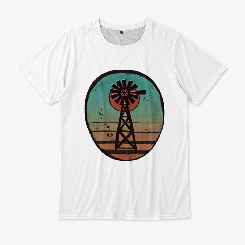 African sunset with windmill