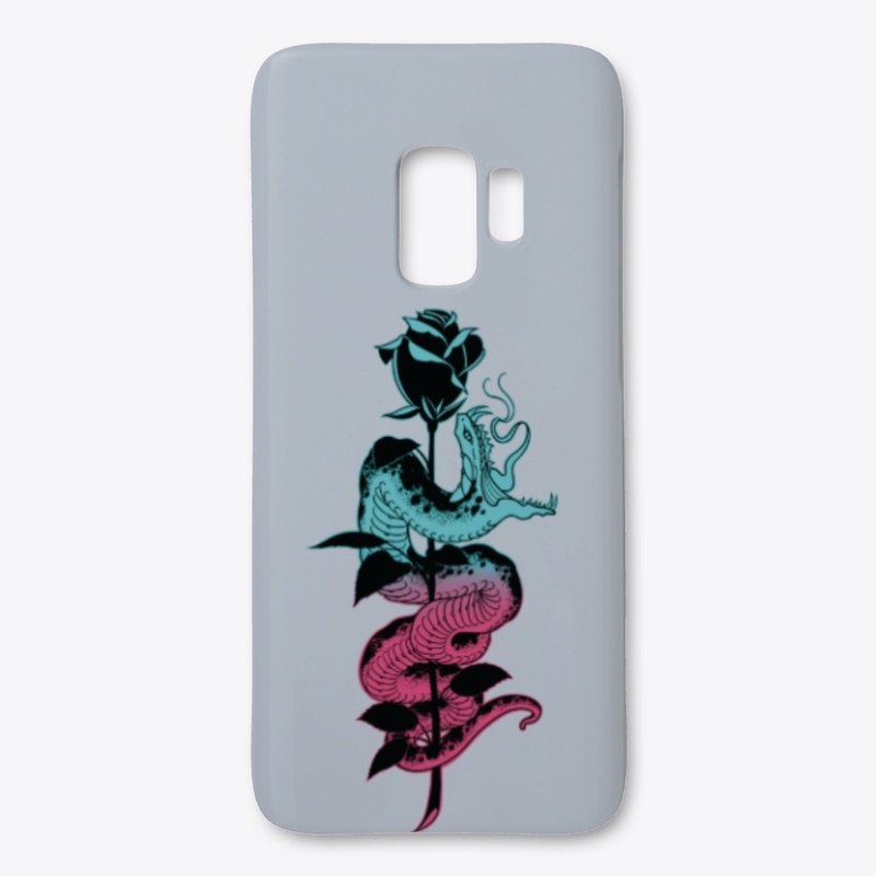 Snake and Rose Tattoo, teal/pink Variant