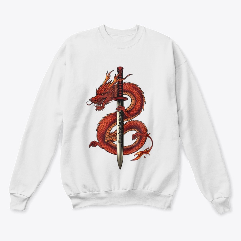 Japanese Dragon & Sword Graphic  🐉
