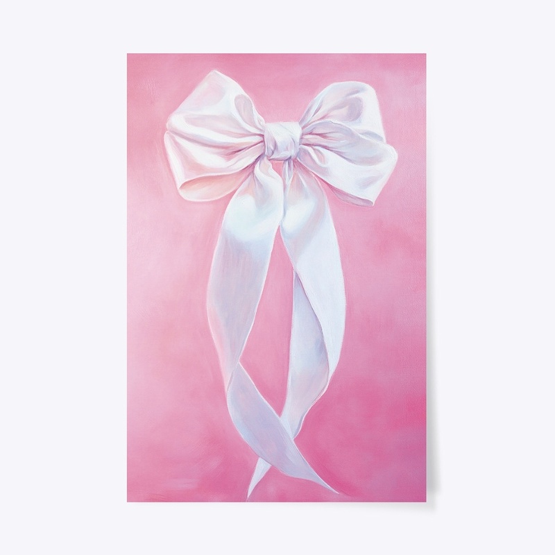 White Bow with Pink 