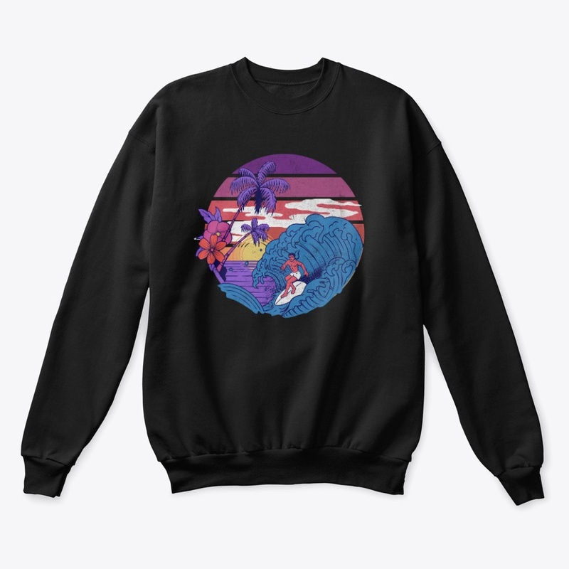 Sunset Surfing Retro Ulistration ART 