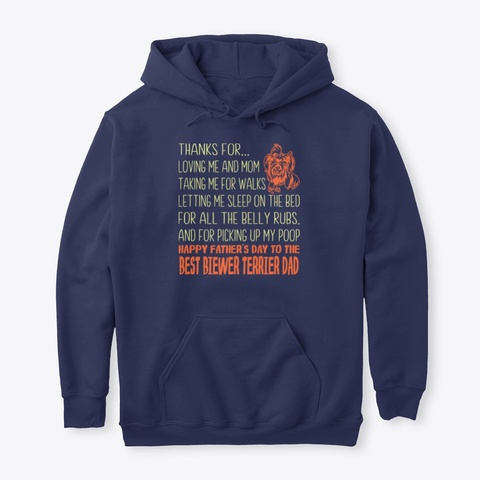Biewer Terrier Dog Dad Father's Day Gift Navy T-Shirt Front