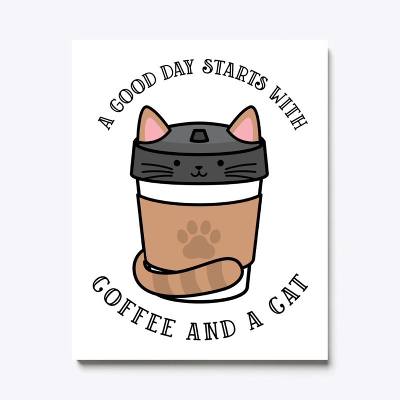 A good day starts with coffee and a cat