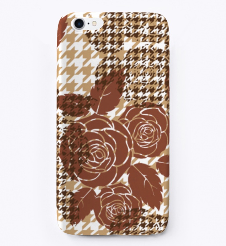 phone brown houndstooth with roses case