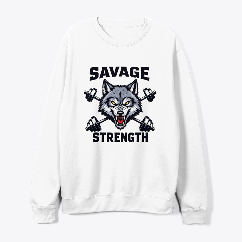 Savage Strength – Wolf & Barbell T-Shirt