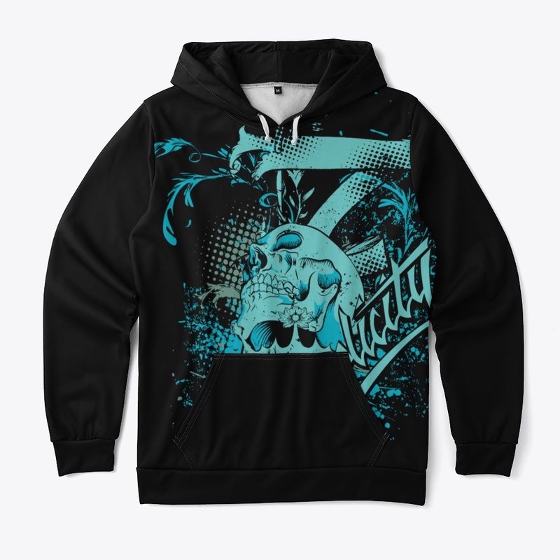 Blue skull with blue blood