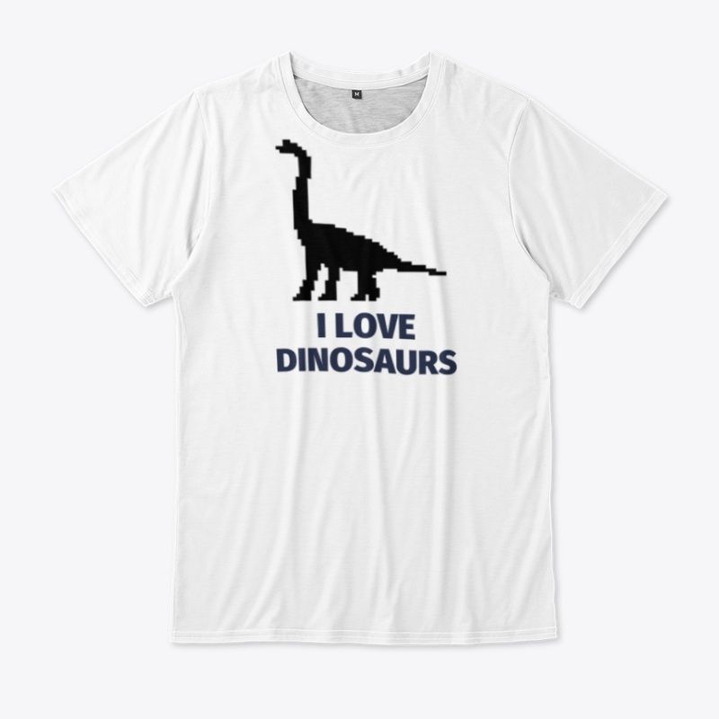 Pixel Art Dinosaur 5 White