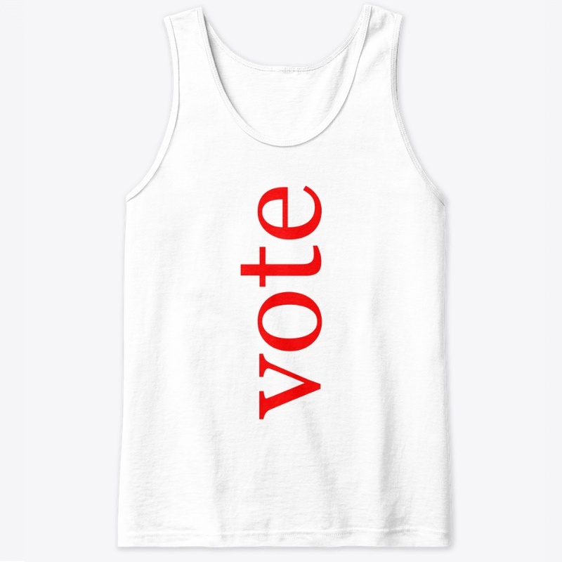 Vote Written in Red Vertical