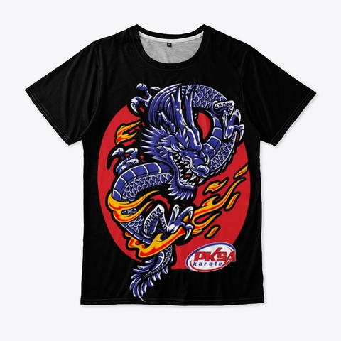 Dragon, Fire, And Pksa Logo Black T-Shirt Front