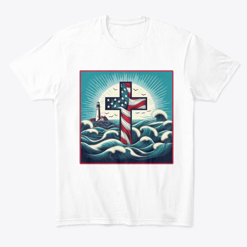 Cross Flag Faith Lighthouse July 04th