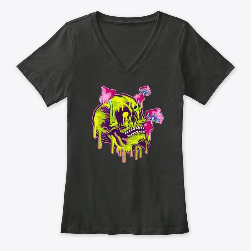 Psychedelic Skull and Mushrooms