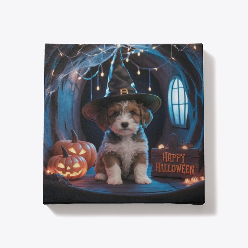 Cute Puppy Witch Halloween Decor