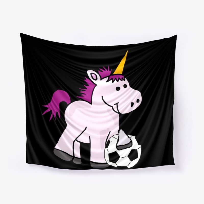 Cute White Unicorn Playing Soccer
