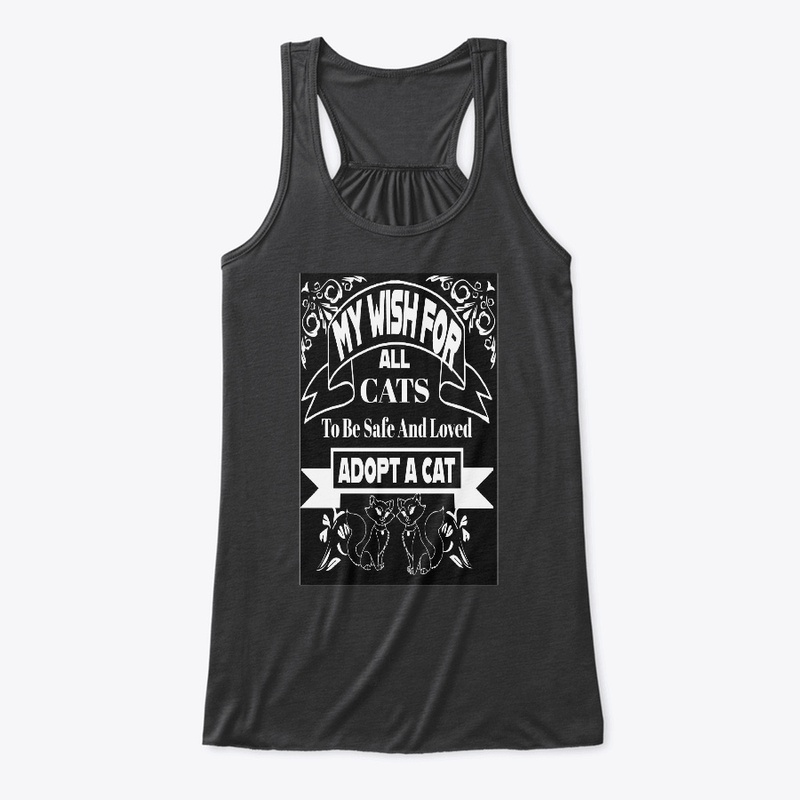 Adopy A Cat Black  Teeshirt