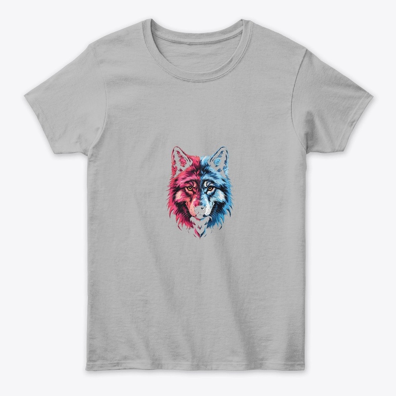 Duality Wolf - Red and Blue Spirit Art