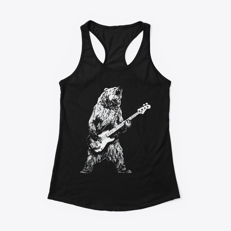 Retro Bear Playing Bass Guitar