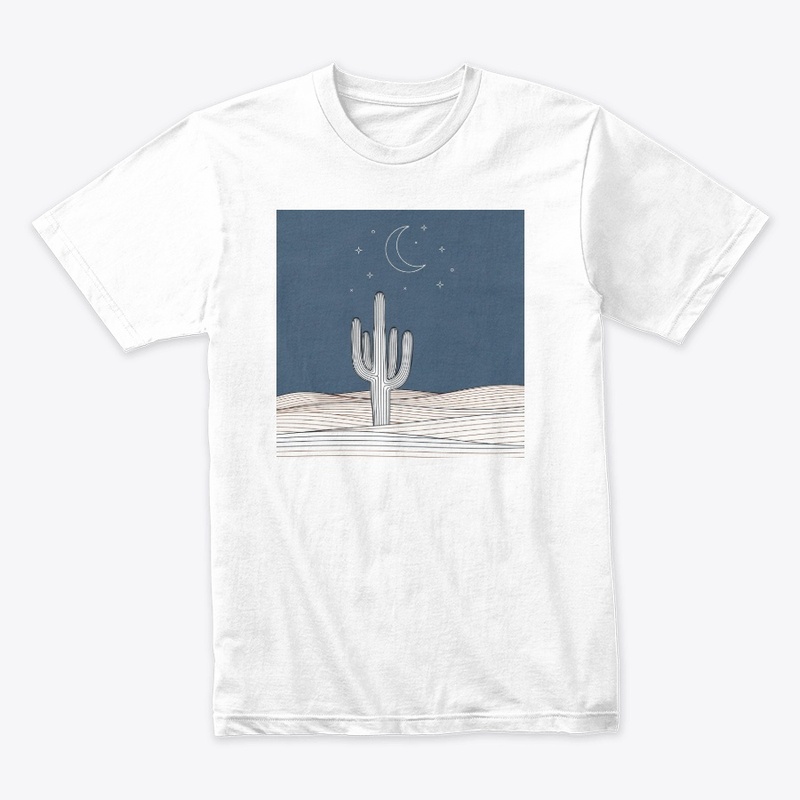 Desert Night Cactus Line Art