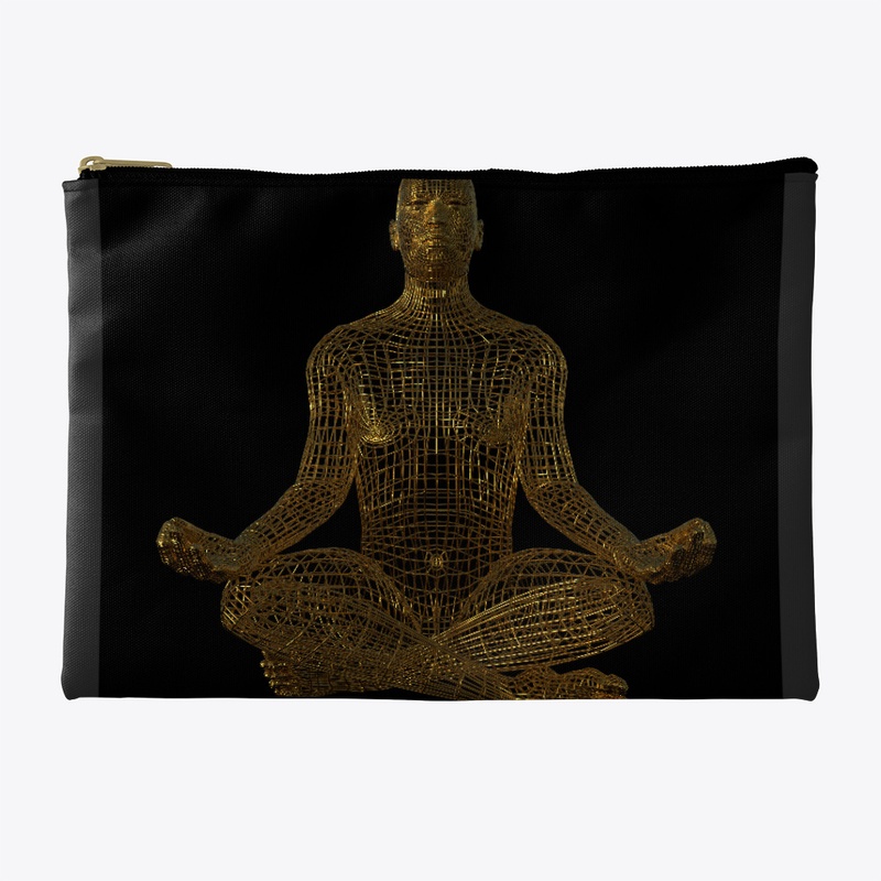 Body in meditation, made of golden mesh