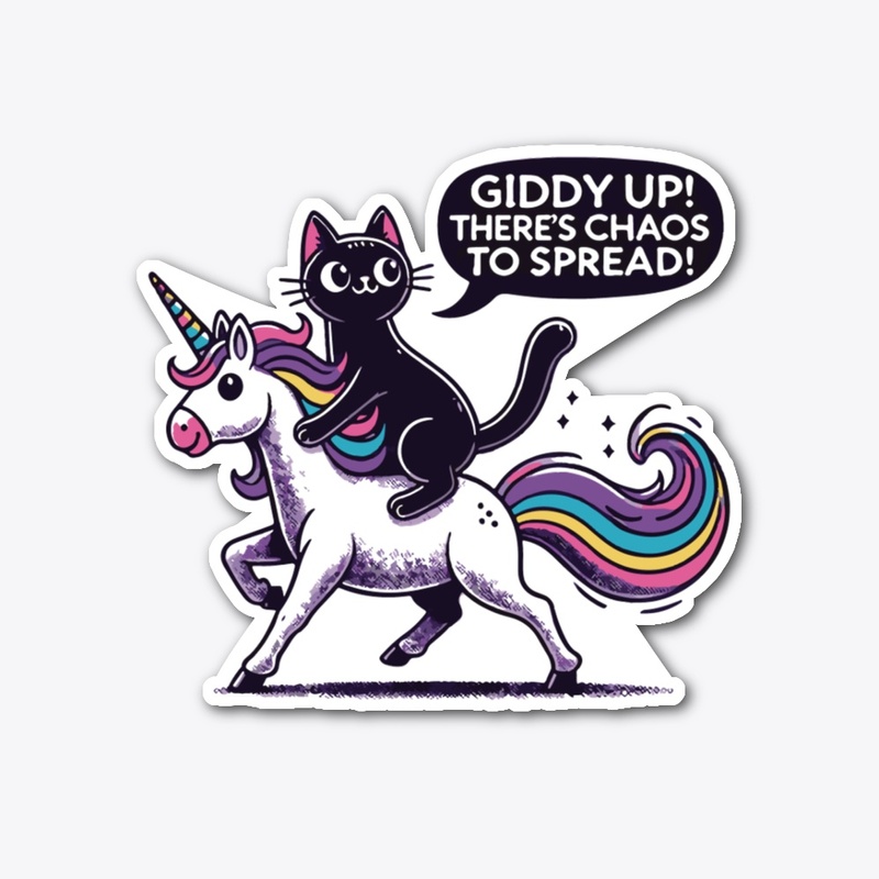 Funny Cat Riding Unicorn