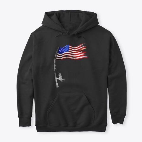 Fishing American Black T-Shirt Front