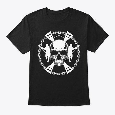 Awesome Skull Broomball Sports Player At Black T-Shirt Front