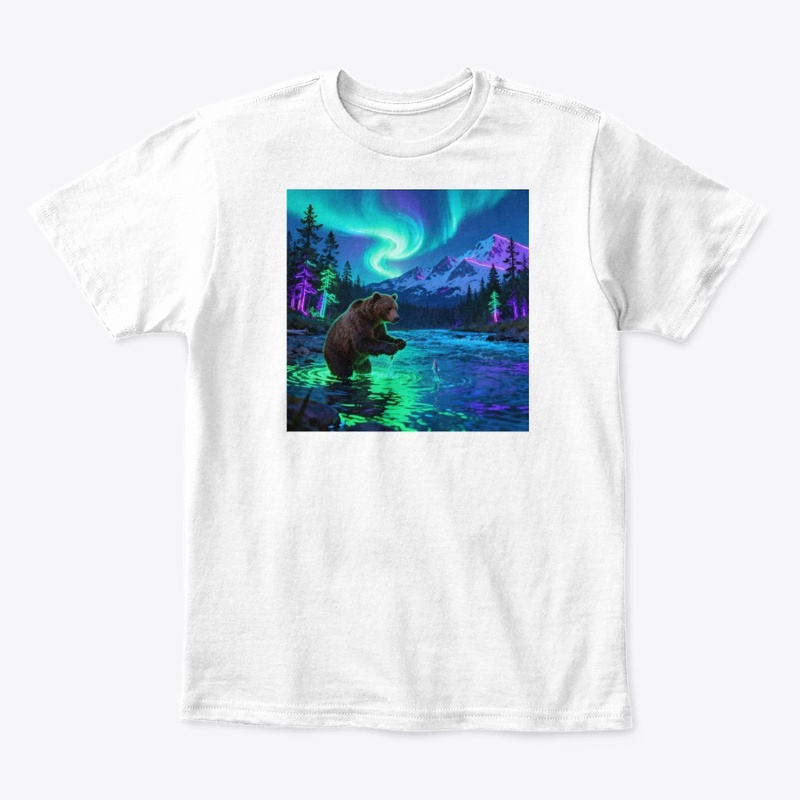 Neon Alaska Bear & Aurora River