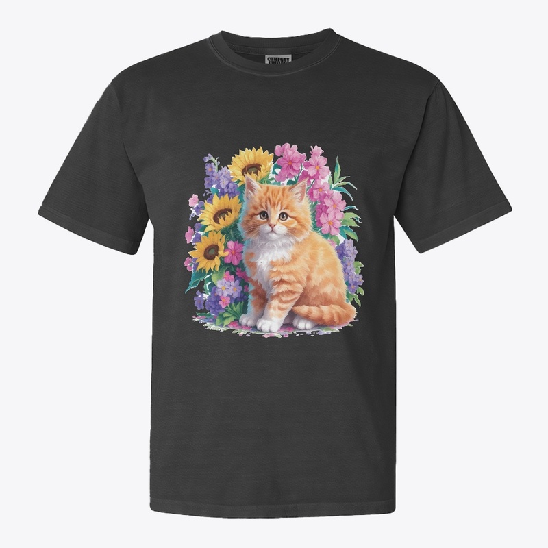 Kitten Amid the Cherry t-shirt design