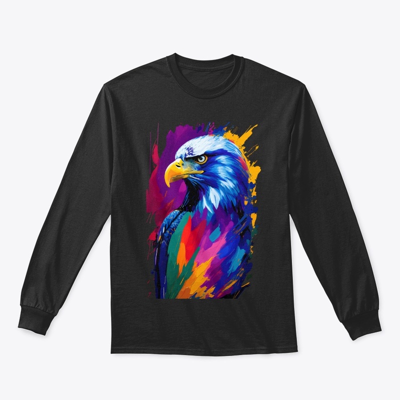 Vibrant Eagle in colorful splatter, left
