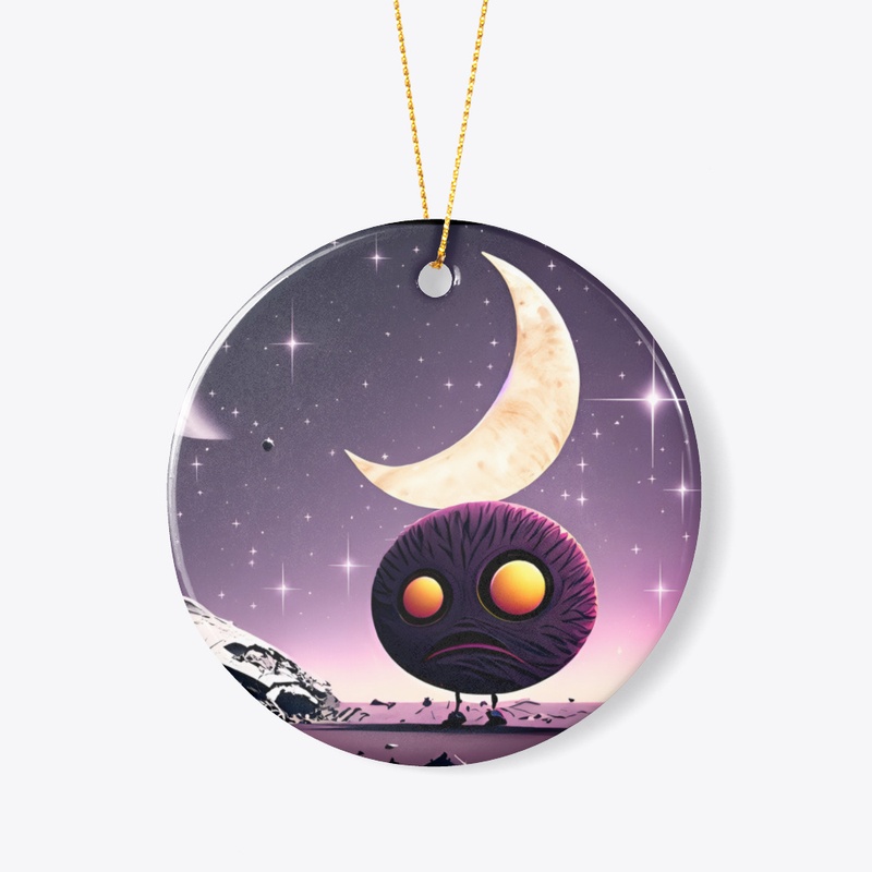 Space alien and crashed spaceship