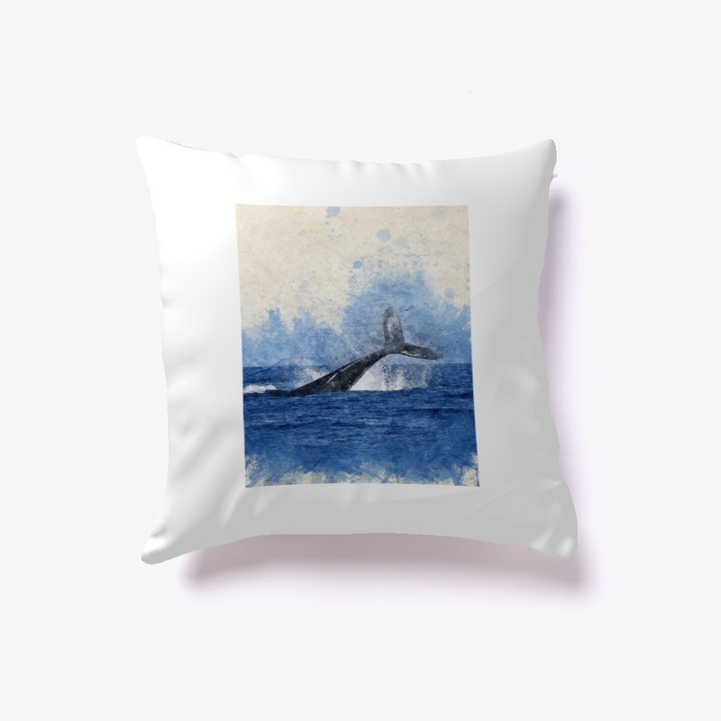 blue beige whale in the sea water