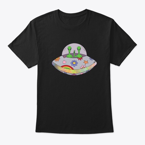 They Come In Peace Ufo Black T-Shirt Front