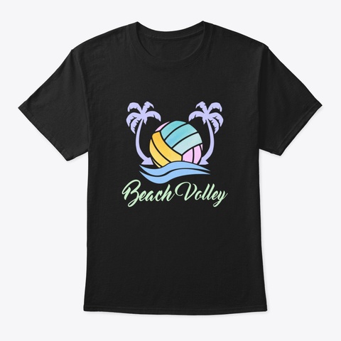 Beach Volleyball Watercolor Black T-Shirt Front