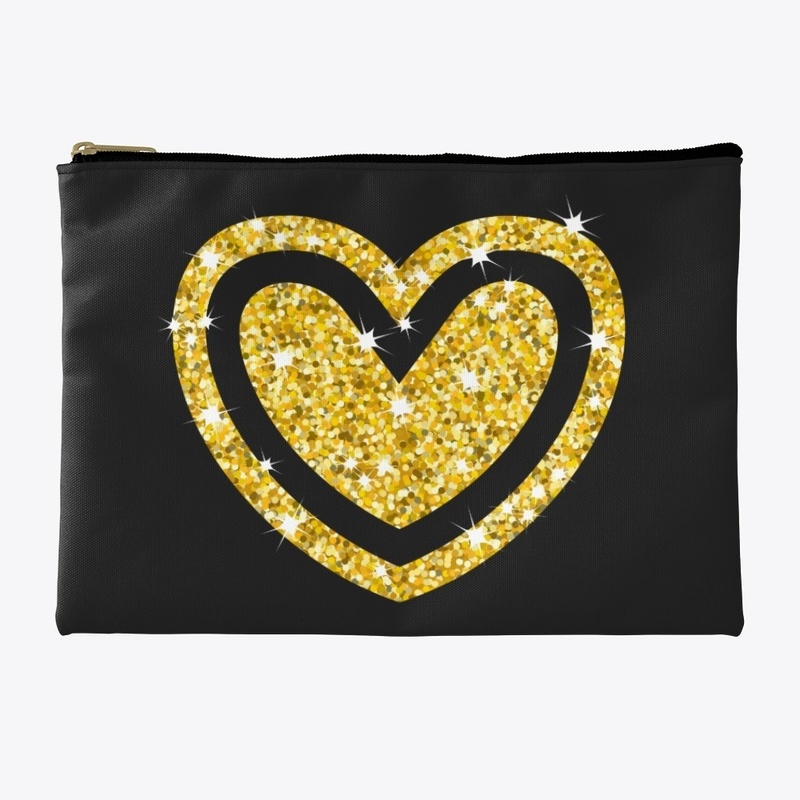 Gold Glitter Heart in Heart 
