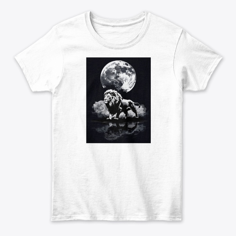 Majestic Lion Under Full Moon Design