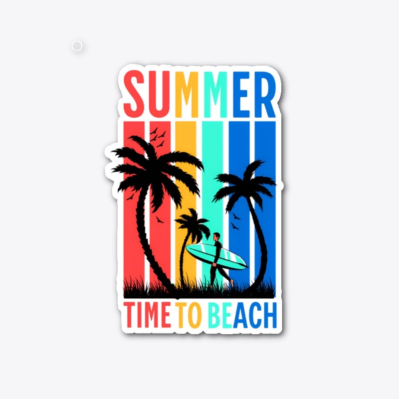 Retro Summer Time to Beach Surf Design