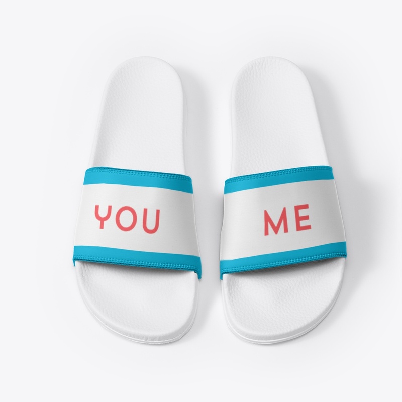 Men White Slides ( You & Me)
