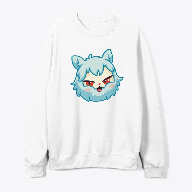 Adorable Blue Cat Face Cartoon Design