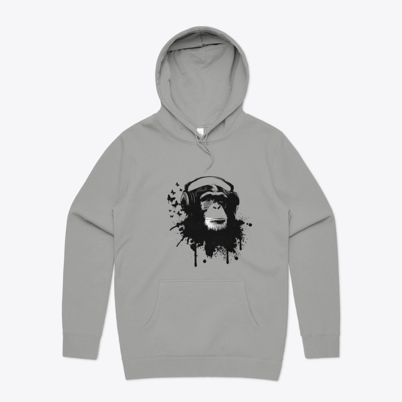 Chimpanzee With Head phones Apparel 