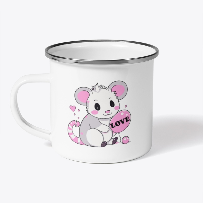 Opossum with love balloon 