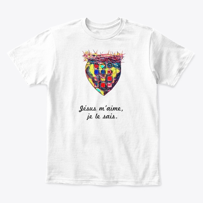Jesus loves me french heart t shirt 