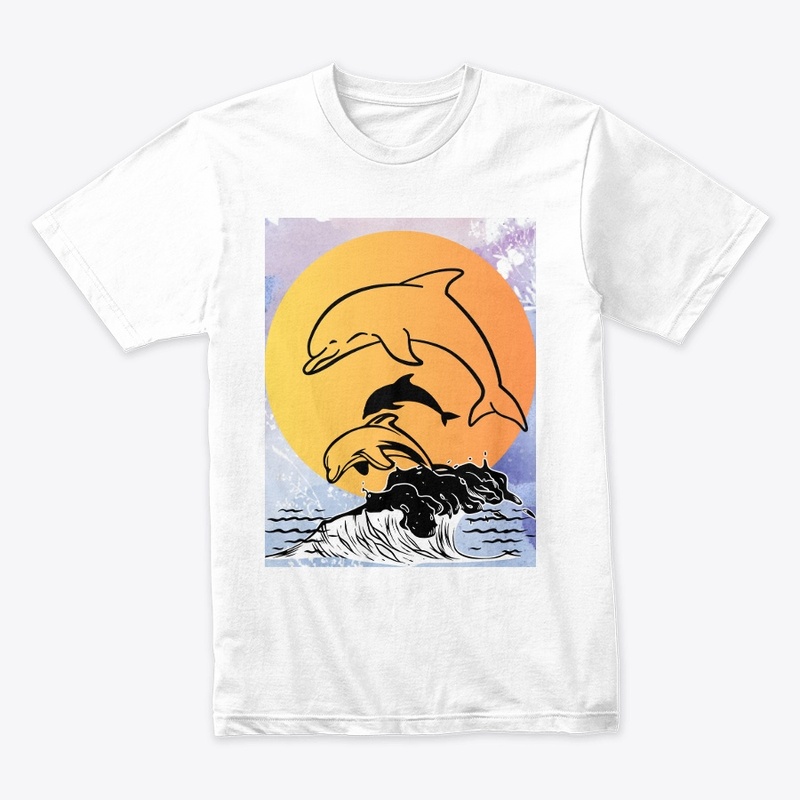 Beautiful  sunset with dolphins 